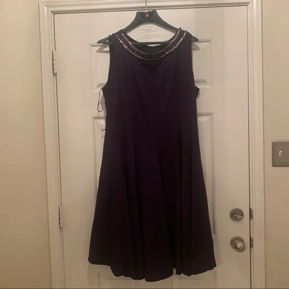Purple Bejewled Flare Tail Dress - Picture 2 of 16